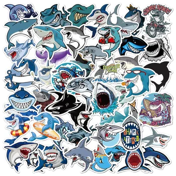 50 DB Tengeri Világ Kék Hal Cápa Delfin Medúza Matricák Vízálló Vinyl Matrica Laptop Sisak Kerékpár Poggyász