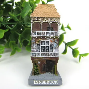 Ausztria, Innsbruck Turisztikai Úti Emlék 3D Gyanta Arany Tető Dekoratív Hűtő Mágnes Kézműves Világszerte AJÁNDÉK ÖTLET