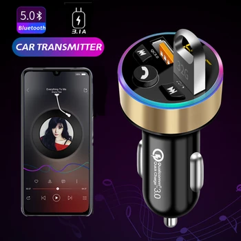Autó FM Transmitter Bluetooth Adapter Vevő LED Voltmérő Gyors Töltő USB MP3 Lejátszó Multifunkciós szivargyújtó
