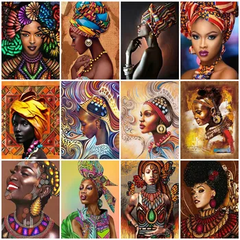 HUACAN Afrikai Nő, Olaj Festmény, Rajz, Vászon HandPainted Art Ajándék DIY Képek Által Színezés Számú Ábra Készletek lakberendezés