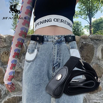 JIFANPAUL Női divat farmer dekoratív buckleless gumiszalag magas minőségű nylon anyagból ifjúsági diákok trend punk öv